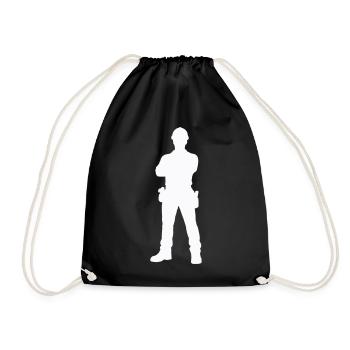 Construction Worker Construction Silhouette - Drawstring Bag - black - Front