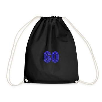 60. 60 YEARS. 60th ANNIVERSARY. 60TH BIRTHDAY. - Drawstring Bag - black - Front