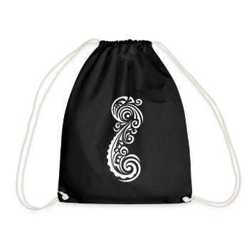 Dynamic Maori tattoo design in white - Drawstring Bag - black - Front