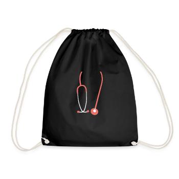 stethoscope doctor systemically important corona hero corona - Drawstring Bag - black - Front
