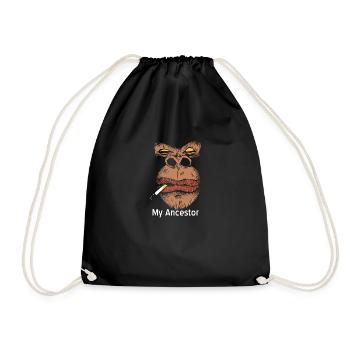 Affe Affen Mein Vorfahr Schimpanse Vintage Monkeys - Turnbeutel - Schwarz - Vorne