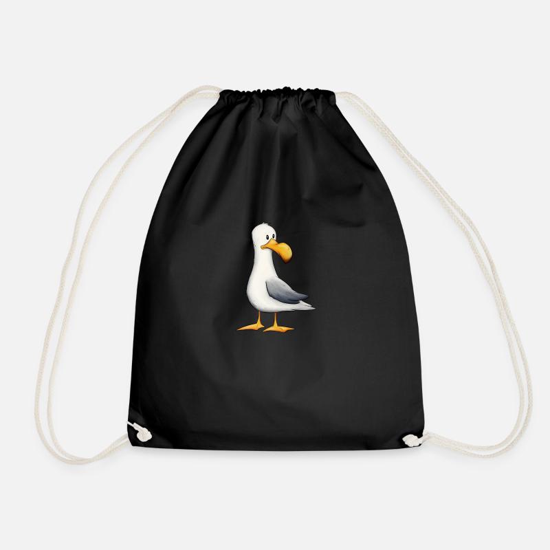 Lustige Möwe Nordsee Ostsee Meeres-Vogel - Turnbeutel - Schwarz