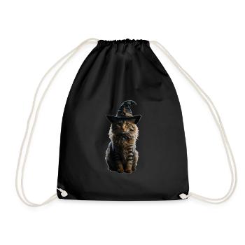 Chat sorcière Halloween - Sac de sport léger - noir - Devant