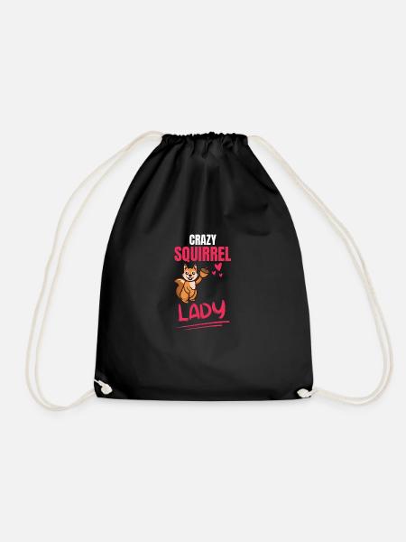 Verrückte Eichhörnchen Lady Geschenk Eichhörnchen - Turnbeutel - Schwarz