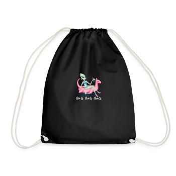 Girl summer alien design. - Drawstring Bag - black - Front