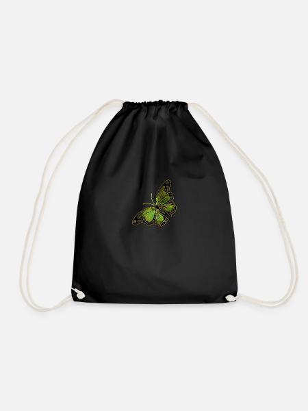butterfly - Drawstring Bag - black