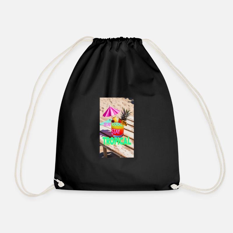 Stay cool Stay tropical - Drawstring Bag - black
