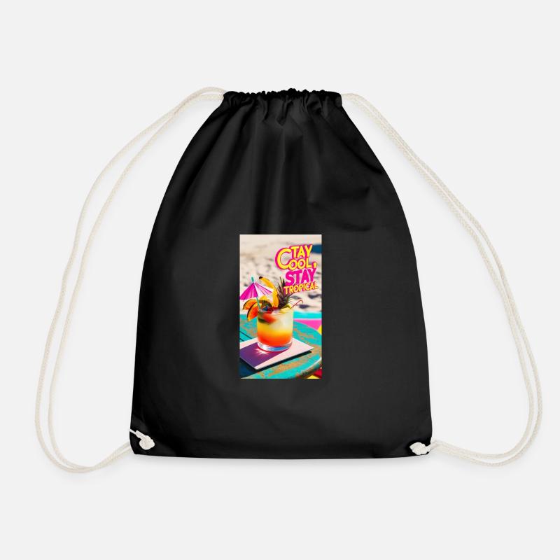 Stay cool Stay tropical - Drawstring Bag - black