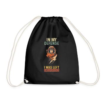 In My Defense I Was Left Unsupervised Monkey - Drawstring Bag - black - Front