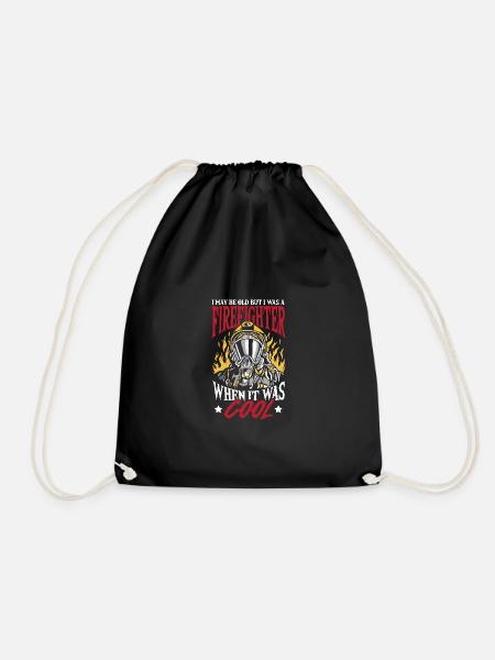 Firefighter I may be old, but I was - Drawstring Bag - black