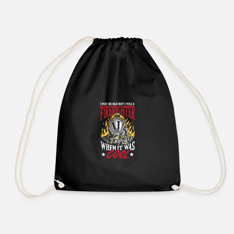 Firefighter I may be old, but I was - Drawstring Bag - black