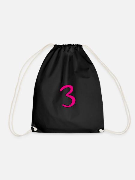 3 in pink - Drawstring Bag - black