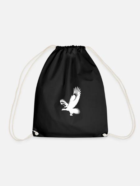 Eleganter Tattoo Style Adler mit großen Flügeln - Turnbeutel - Schwarz
