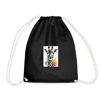 Abstract Geometric Giraffe Art - Drawstring Bag - black - Front