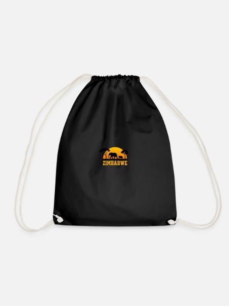 zimbabwe elephant zimbabwe - Drawstring Bag - black