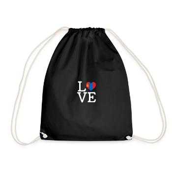 I love Mongolia, Mongolian flag mongolia - Drawstring Bag - black - Front