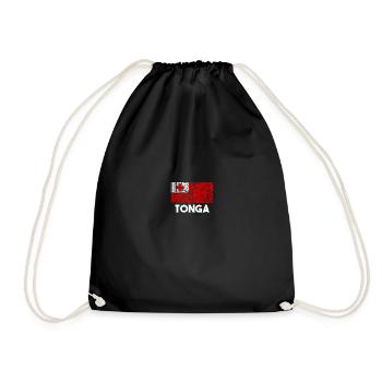 tonga flag, polynesian tonga - Drawstring Bag - black - Front