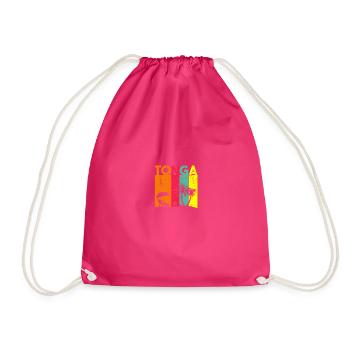tonga, vintage polynesian tonga - Drawstring Bag - fuchsia - Front