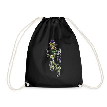 bmx race racing mountain bike motocross - Drawstring Bag - black - Front