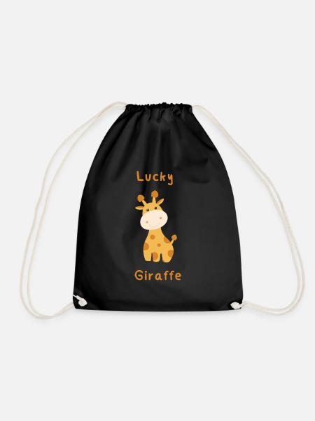 Lucky Giraffe - Drawstring Bag - black