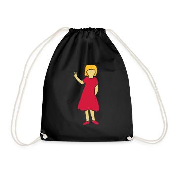 Mädchen Silhouette Peace Zeichen - Turnbeutel - Schwarz - Vorne