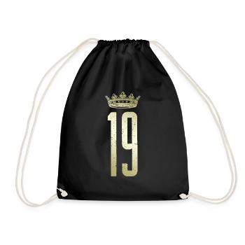 19 number crown - Drawstring Bag - black - Front