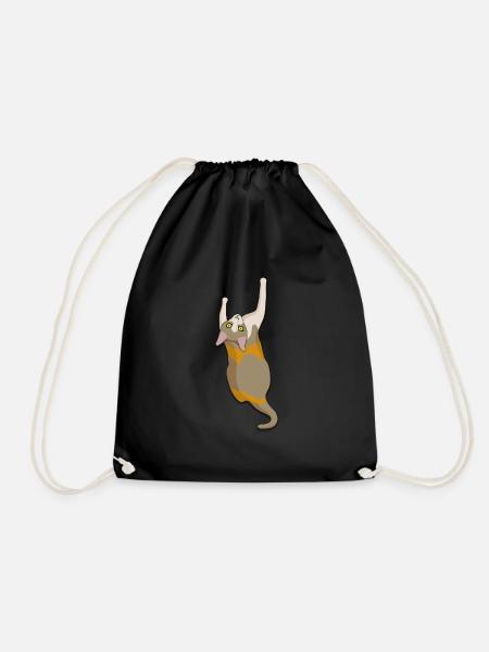 Climbing cat - Drawstring Bag - black