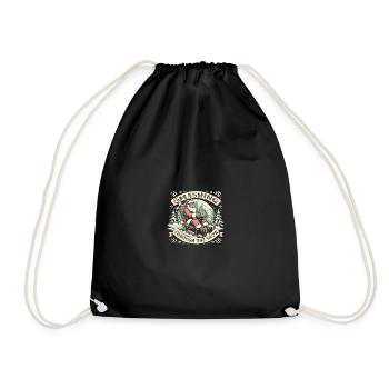Volleyball Christmas Santa, Smashing Through The - Drawstring Bag - black - Front
