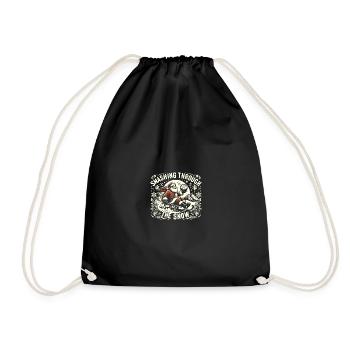Volleyball Christmas Santa, Smashing Through The - Drawstring Bag - black - Front