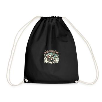 Volleyball Christmas Santa, Smashing Through The - Drawstring Bag - black - Front