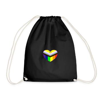 Progress Pride Flag Intersex, Heart Pride Flag - Turnbeutel - Schwarz - Vorne