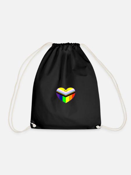 Progress Pride Flag Intersex, Heart Pride Flag - Turnbeutel - Schwarz