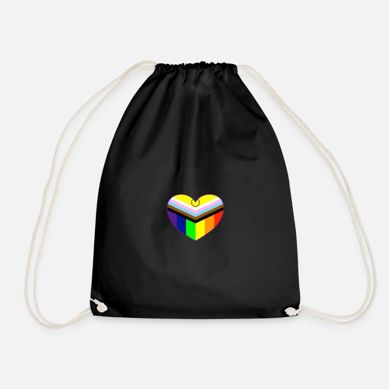 Progress Pride Flag Intersex, Heart Pride Flag - Turnbeutel - Schwarz