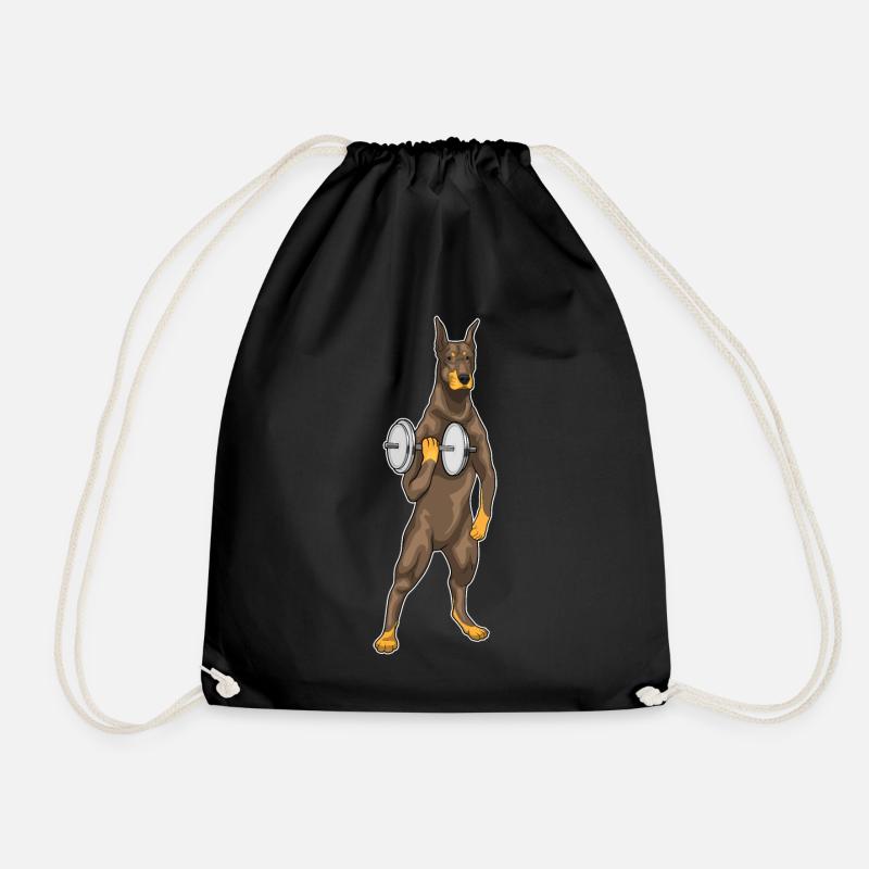 Dobermann Bodybuilding Hantel - Turnbeutel - Schwarz