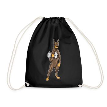 Bodybuilding Doberman avec haltères - Sac de sport léger - noir - Devant