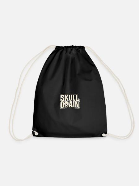 Skull Drain Vintage Style - Drawstring Bag - black
