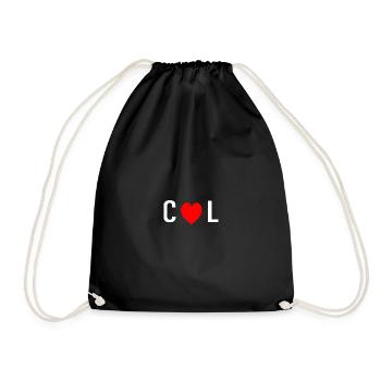 COL mit rotem Liebesherz - Turnbeutel - Schwarz - Vorne