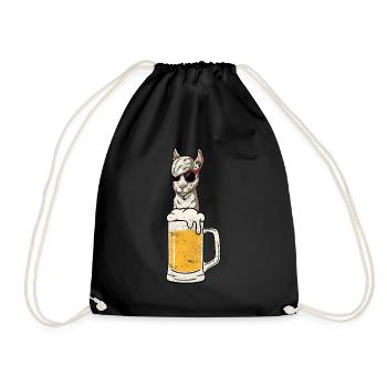 Alpaca Lama Beer Beer Lovers Gift - Drawstring Bag - black - Front