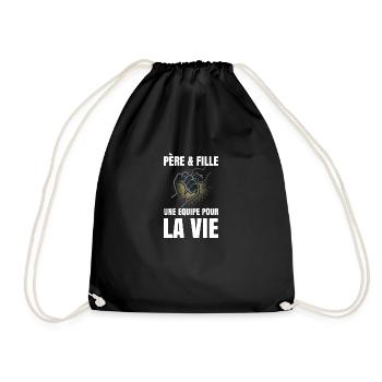 Father and daughter, a team for life - Drawstring Bag - black - Front