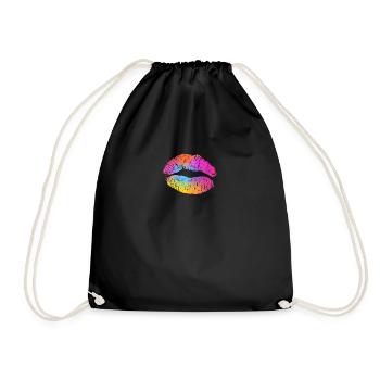 Watercolor Lip - Drawstring Bag - black - Front