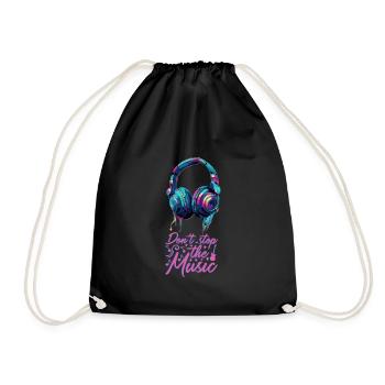 Headphones don't stop the music cool colors - Drawstring Bag - black - Front