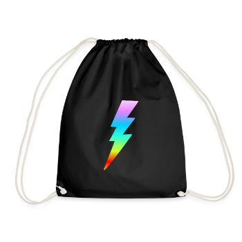 Colorful Lightning Rainbow Colors Retro Gift Woman - Drawstring Bag - black - Front