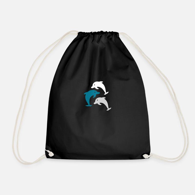 Dolphin dolphin - Drawstring Bag - black