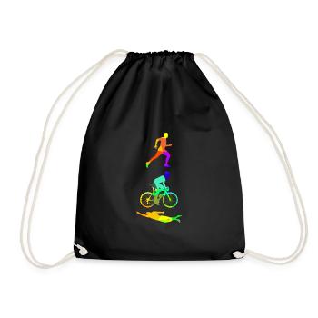 Triathlon Rainbow Colors Polygon Sport - Drawstring Bag - black - Front