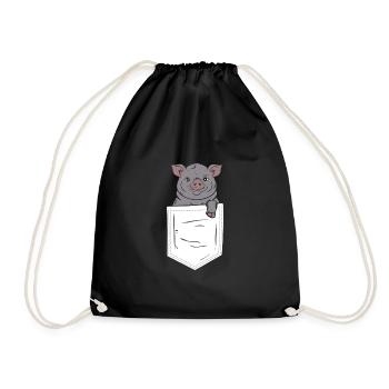 Pig in Pocket Chest Pocket - Drawstring Bag - black - Front