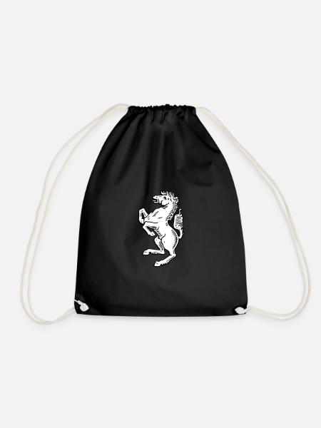 Westphalia horse white - Drawstring Bag - black