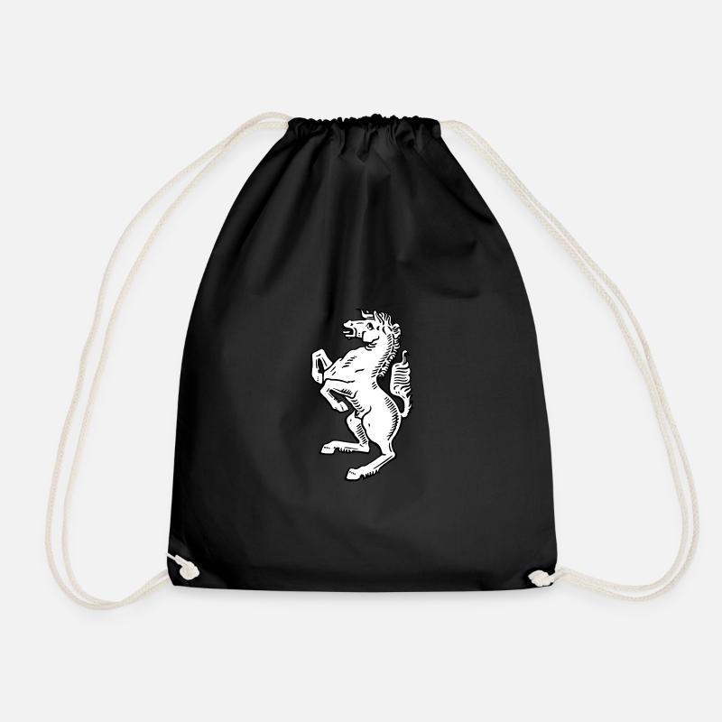 Westphalia horse white - Drawstring Bag - black