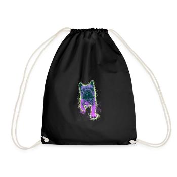 Neon Bulldog Splash - Turnbeutel - Schwarz - Vorne
