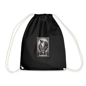 The Lovers Skeleton Gothic Tarot Art - Drawstring Bag - black - Front
