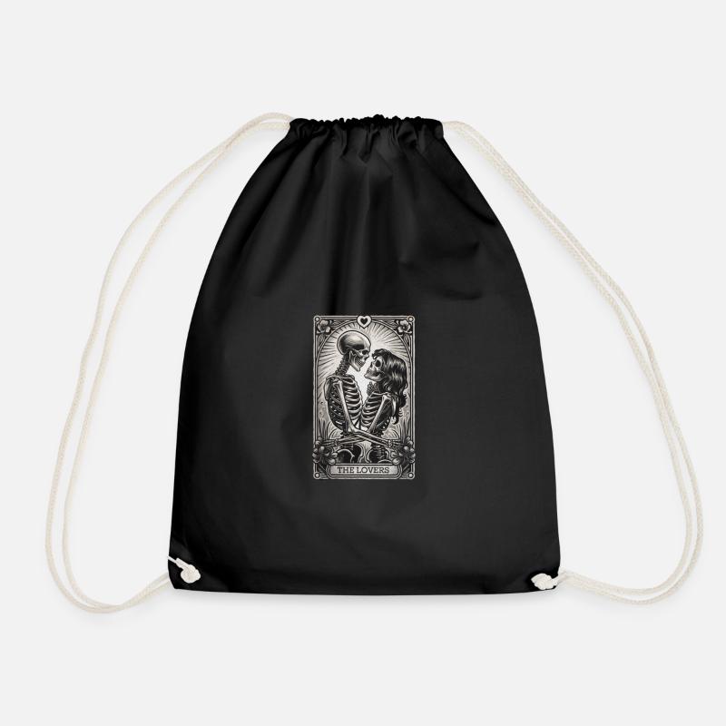 Die Liebenden Skelett Gothic Tarot Kunst - Turnbeutel - Schwarz